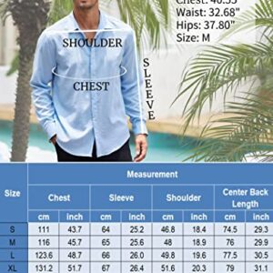 COOFANDY Men Beach Shirts Casual Cotton Linen Long Sleeve Slim Fit Summer Shirts Stone