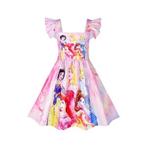 princess dress square neck toddler girls dress up clothes ruffles sleeve tie costume for little girls