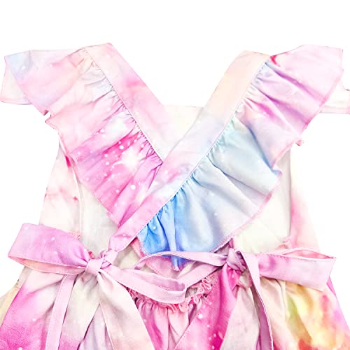 Princess Dress Square Neck Toddler Girls Dress Up Clothes Ruffles Sleeve Tie Costume for Little Girls