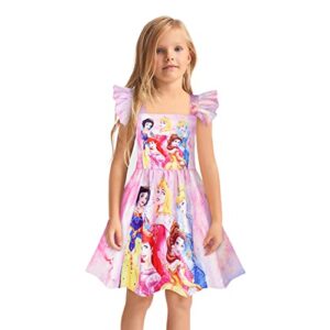 Princess Dress Square Neck Toddler Girls Dress Up Clothes Ruffles Sleeve Tie Costume for Little Girls