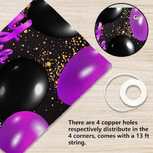 Happy 30th Birthday Purple and Black Banner Backdrop Cheers to 30 Years Old Confetti Balloons Theme Decor Decorations for Women 30 Years Old Pink Birthday Party Bday Supplies Background Favors Gift Glitter