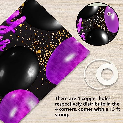 Happy 30th Birthday Purple and Black Banner Backdrop Cheers to 30 Years Old Confetti Balloons Theme Decor Decorations for Women 30 Years Old Pink Birthday Party Bday Supplies Background Favors Gift Glitter