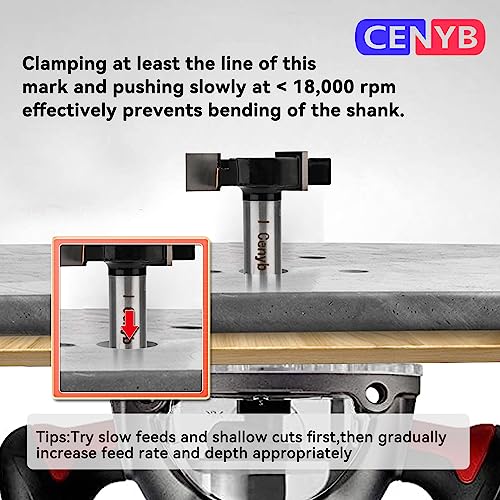 Cenyb Surfacing Router Bits,3 Wings 1/2 inch Shank 2 inch Cutting Dia for Woodworking Tools