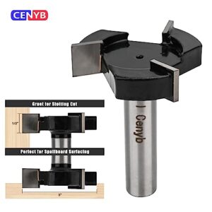 Cenyb Surfacing Router Bits,3 Wings 1/2 inch Shank 2 inch Cutting Dia for Woodworking Tools