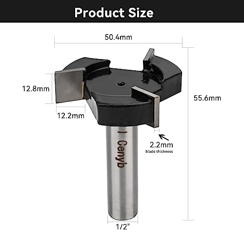 Cenyb Surfacing Router Bits,3 Wings 1/2 inch Shank 2 inch Cutting Dia for Woodworking Tools