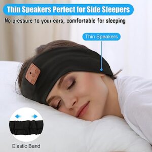 BULYPAZY 2pcs Sleep Headphones Bluetooth Headband, Bluetooth Headphones Headband with Ultra-Thin Speakers Perfect for Side Sleepers, Running, Insomniac, Nap, Travel, Meditation（Black&Grey）