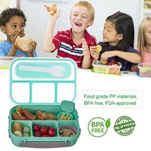 ZPIMY Bento Box Adult Lunch Box, Lunch Box Kids, 1300ML Kids Lunch Box Adult with 4 Compartment, Lunch Box Containers for Adults/Kids/Toddler, Microwave/Dishwasher/Freezer Safe (Green)