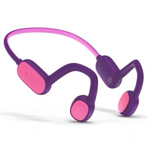 mehomeli kids headphones, bluetooth 5.2 air conduction open ear headphones, 85db volume limiting, stereo sound with mic, ipx5 waterproof, 10h playtime, perfect for school and outdoor activities-purple