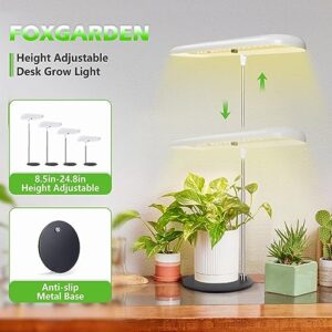 FOXGARDEN Grow Light, Full Spectrum Desktop Grow Lamp with Base, Bright LED Plant Light with Auto On/Off Timer 4/8/12H, 4 Dimmable Brightness, Height Adjustable, Ideal for Indoor Plants, 2 Packs