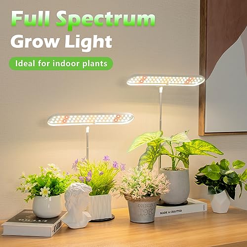 FOXGARDEN Grow Light, Full Spectrum Desktop Grow Lamp with Base, Bright LED Plant Light with Auto On/Off Timer 4/8/12H, 4 Dimmable Brightness, Height Adjustable, Ideal for Indoor Plants, 2 Packs