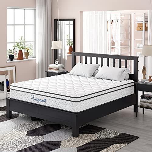 Vesgantti Queen Mattresses, 14 Inch Queen Size Hybrid Mattress in a Box, Ergonomic Design with Breathable Momory Foam and Pocket Spring/Medium Firm Feel
