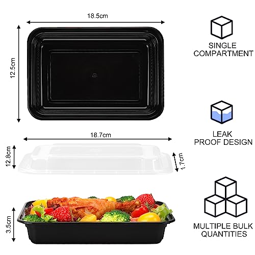 Moretoes 30 Pack 16 oz Meal Prep Containers Plastic Food Storages with Lids, Take-Out Lunch Box Reusable Bento Box, Stackable Microwave Freezer Dishwasher Safe