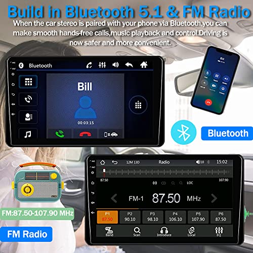 9 Inch Car Stereo Single Din Radio with Apple Carplay and Android Auto,Touch Screen Bluetooth Car Audio,Car Audio Receiver with Backup Camera,Mirror Link,FM/USB/TF/AUX/Subwoofer