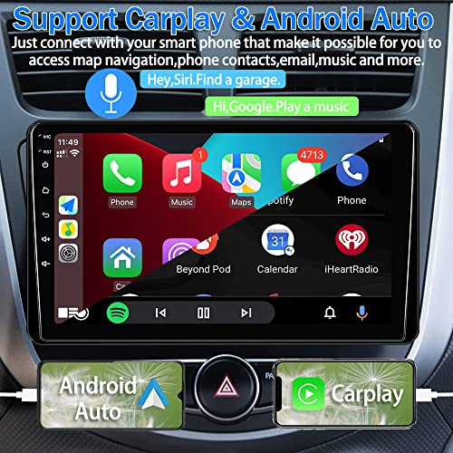9 Inch Car Stereo Single Din Radio with Apple Carplay and Android Auto,Touch Screen Bluetooth Car Audio,Car Audio Receiver with Backup Camera,Mirror Link,FM/USB/TF/AUX/Subwoofer