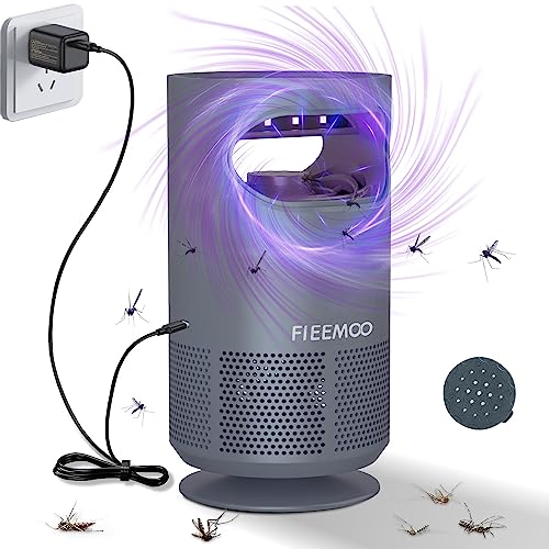 fieemoo Indoor Insect Trap Non-Zapper Fruit Fly Traps for Indoors, Mosquito with Bug Light, Suction & Bottom Air Drying Tray, Gnat House Indoor, Catcher Killer Sliver Blue (MWD-WZ-16Q)