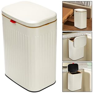 youeon 2.1 gallon kitchen trash can with lid, stainless steel trash can compost bin, hanging small trash can for kitchen cabibet door, counter, under sink, bathroom, rv, white