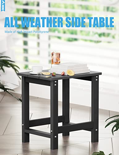 MXIMU Outside Adirondack Square Side Table, Weather Resistant Patio Table, Outdoor End Tables for Backyard, Pool, Indoor Companion, Front Porch (Single Layer, Black)
