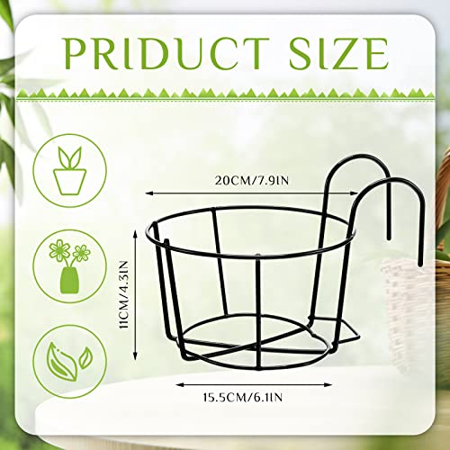 Wesiti 10 Pcs Round Hanging Flower Stand Balcony Planters Railing Hanging Metal Rack Fence Railing Planters Outdoor Balcony Hanging Flower Stand Shelf Container