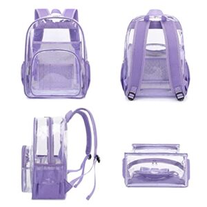 Dezcrab Clear Backpack School Backpack Bookbag for Girls Boys Women Men, Heavy Duty See Through Transparent Backpacks (Lavender Purple)