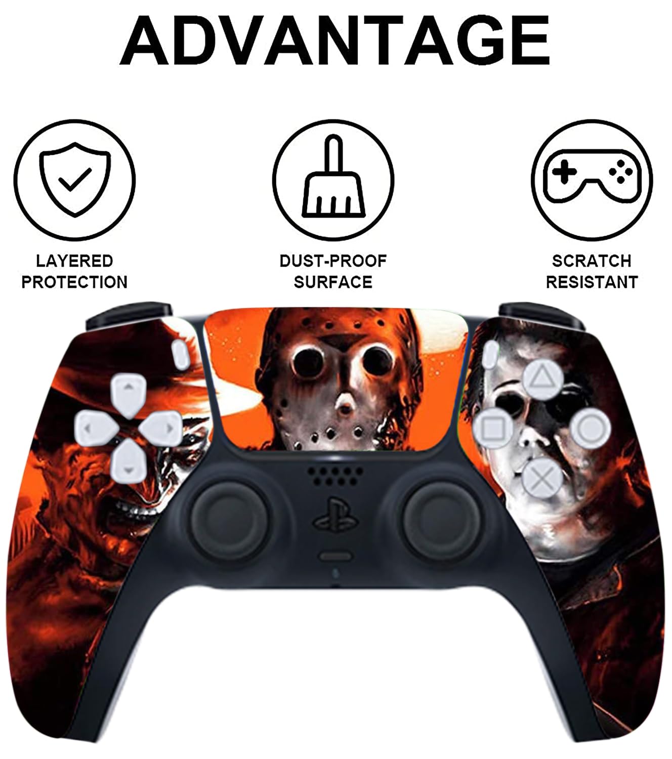 Horror P-S5/Play-station Digital Version Protectors Skin, Durable, Bubble-Free Halloween Console and Controllers Stickers Protectors Accessories for P-S5 Halloween Decor