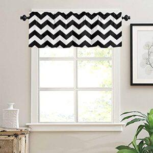 Artwork Store Valances Windows Curtain Simple Chevron Zig Zag Black and White Ripple Kitchen Valances Rod Pocket Window Treatment Short Curtains Valance for Window 1 Panel,42 by 12 inches