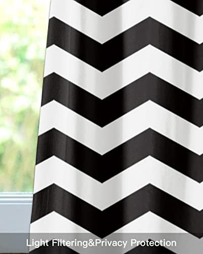 Artwork Store Valances Windows Curtain Simple Chevron Black and White Zig Zag Kitchen Valances Rod Pocket Window Treatment Short Curtains Valance for Window 1 Panel,42 by 18 inches