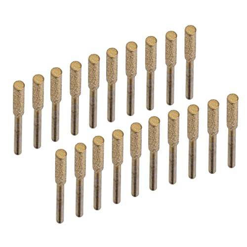 20Pcs Chainsaw Sharpening Stone, Burr Grinding Stone File, High Hardness Chainsaw Sharpener Titanium Plated Burr Stone File, Sharpening Wheels for Chain Saw Stone Jewelry(Gold-4.8mm)