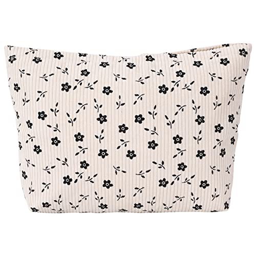 MHDGG Makeup Bag Cosmetic Bag for Women,Large Capacity Floral Cosmetic Bag Makeup Bags Women Travel Accessories Organizer Storage Makeup Bag,Small Black Flowers