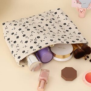 MHDGG Makeup Bag Cosmetic Bag for Women,Large Capacity Floral Cosmetic Bag Makeup Bags Women Travel Accessories Organizer Storage Makeup Bag,Small Black Flowers