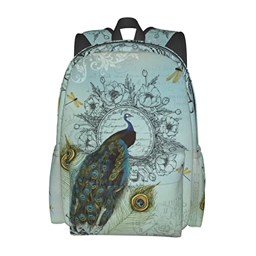 Nmbvcxz Peacock Backpack for Women 17 inch Travel Casual Laptop Backpack Lightweight Waterproof Durable Hiking Daypack