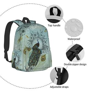 Nmbvcxz Peacock Backpack for Women 17 inch Travel Casual Laptop Backpack Lightweight Waterproof Durable Hiking Daypack