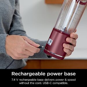 Ninja BC151CR Blast Portable Blender, Cordless, 18oz. Vessel, Personal Blender-for Shakes & Smoothies, BPA Free, Leakproof Lid & Sip Spout, USB-C Rechargeable, Dishwasher Safe Parts, Cranberry Red