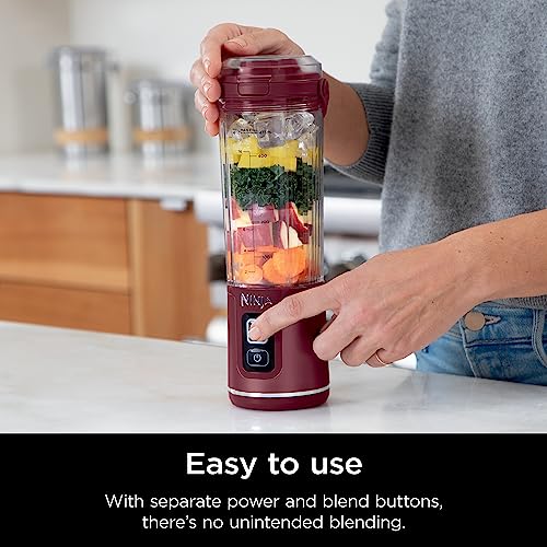 Ninja BC151CR Blast Portable Blender, Cordless, 18oz. Vessel, Personal Blender-for Shakes & Smoothies, BPA Free, Leakproof Lid & Sip Spout, USB-C Rechargeable, Dishwasher Safe Parts, Cranberry Red