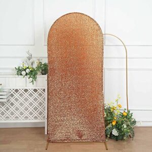 TABLECLOTHSFACTORY 6ft Shiny Antique Gold Spandex Fit Round Top Backdrop Frame Stand Cover, 2-Sided Metallic Sparkly Wedding Arch Cover