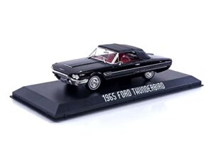 1965 thunderbird convertible (top-up) raven black with red interior 1/43 diecast model car by greenlight 86626