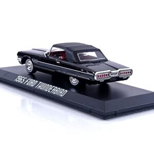 1965 Thunderbird Convertible (Top-Up) Raven Black with Red Interior 1/43 Diecast Model Car by Greenlight 86626