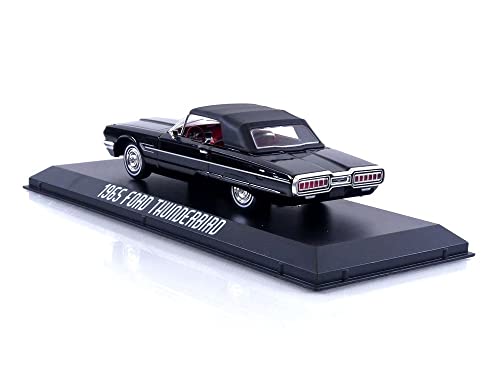 1965 Thunderbird Convertible (Top-Up) Raven Black with Red Interior 1/43 Diecast Model Car by Greenlight 86626