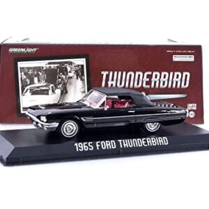 1965 Thunderbird Convertible (Top-Up) Raven Black with Red Interior 1/43 Diecast Model Car by Greenlight 86626