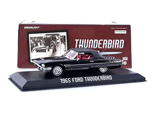 1965 Thunderbird Convertible (Top-Up) Raven Black with Red Interior 1/43 Diecast Model Car by Greenlight 86626