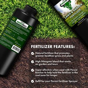 Persist Green Bull - 32oz Liquid Grass Fertilizer for Lawn and Garden Soil that Naturally Enhances Green and Creates Nitrogen Rich Plant Soil for Spring or All Year Lawn Care, Naturally Based Fertilizer for Greener Plants