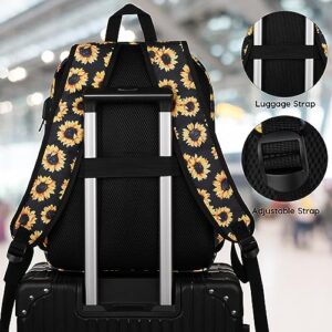 YAMTION School Backpack,Sunflower Bookbag Men and Teen Boy Schoolbag with USB Charging Port for High School College Office Work Travel