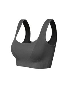 ododos seamless square neck sports bra for women ribbed crop tank casual low back cropped tops, charcoal, medium/large