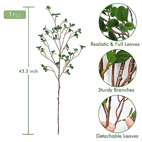 Fascidorm Faux Branches for Vase, 43.3" Greenery Stems Artificial Branches with Leaves for Vase Home Table Wedding Office Decoration