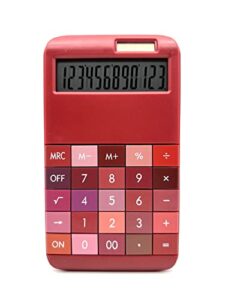 aoailion colorful calculator solar and battery dual power with 12-digit lcd display and big button,red calculator for women and girls (red)