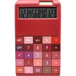 AOAILION Colorful Calculator Solar and Battery Dual Power with 12-Digit LCD Display and Big Button,Red Calculator for Women and Girls (Red)