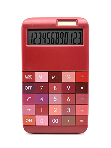 AOAILION Colorful Calculator Solar and Battery Dual Power with 12-Digit LCD Display and Big Button,Red Calculator for Women and Girls (Red)