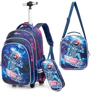 meetbelify boys rolling backpack kids backpacks with wheels for elementary student school bags trolley trip luggage