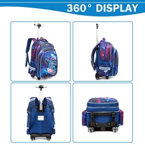 Meetbelify Boys Rolling Backpack Kids Backpacks with Wheels for Elementary Student School Bags Trolley Trip Luggage