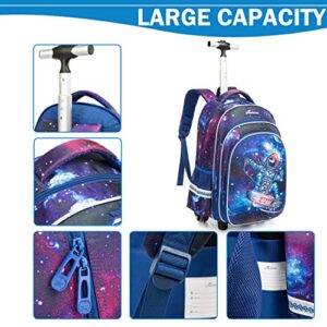 Meetbelify Boys Rolling Backpack Kids Backpacks with Wheels for Elementary Student School Bags Trolley Trip Luggage