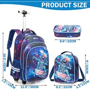 Meetbelify Boys Rolling Backpack Kids Backpacks with Wheels for Elementary Student School Bags Trolley Trip Luggage